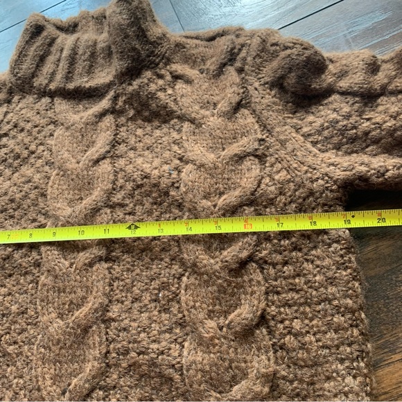 American Eagle | Semi Crop Soft Brown Turtleneck Ribbed Sweater - Picture 7 of 8
